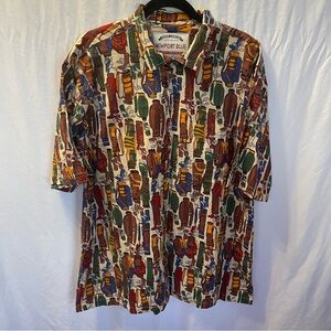 Vintage Newport Blue Golf Clubs Bags All Over Print Button Shirt Large Dad Bold